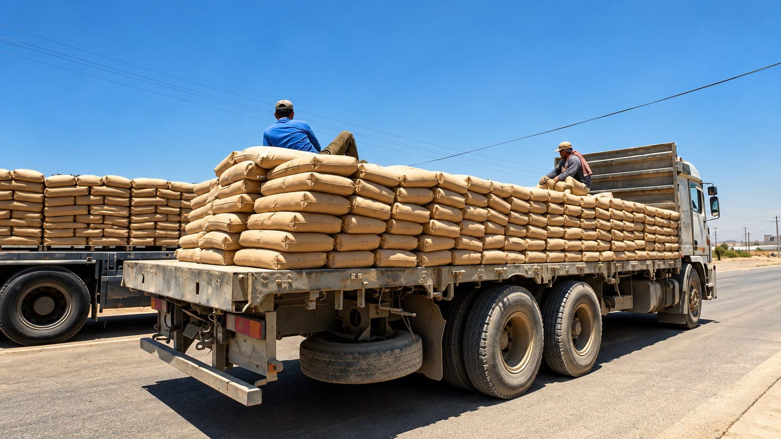 Truck loaded with jumbo bags (1 t or 2 t)