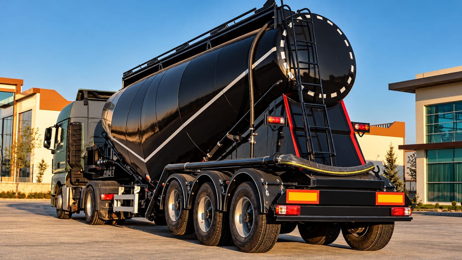 Bulk cement truck at a truck yard